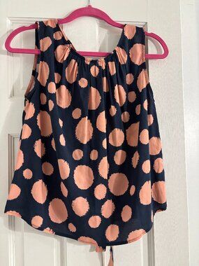 Velvet Dot Print Sleeveless Top Tie Back - Size XS